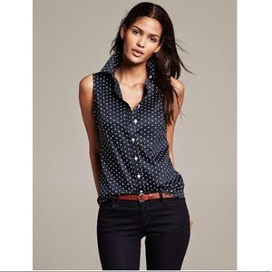 Banana Republic Fitted Sleeveless Polka Dot Shirt
